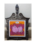 Rare Holt Howard Ceramic Tile Cast Iron Trivet Purple Monkey Gorilla Couple - $23.74