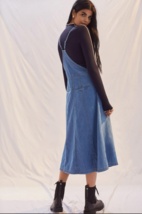Anthropologie Pilcro Denim Overall Skirt Light Denim Dress Button Up Jean Midi 6 - £50.05 GBP