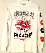 Pokemon t-shirt men size S  print on front and on sleeve, long sleeve white - $9.89