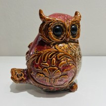 Burton Owl Figurine Pottery Ceramic 2012 Home Decor Sculpture Red 8 inches - $27.12