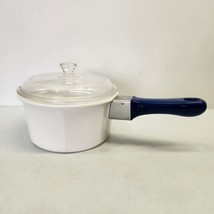 Princess House Nouveau White Ceramic Cookware 1 1/2Qt Pan Pot w/Lid France - £23.12 GBP