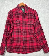 Woolrich Men&#39;s Red Plaid Flannel Shirt Jacket L Cotton Shacket - $291.49 MXN