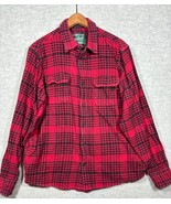 Woolrich Men&#39;s Red Plaid Flannel Shirt Jacket L Cotton Shacket - $291.49 MXN