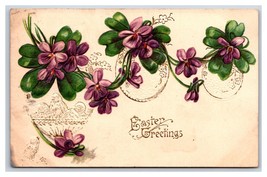 Easter Greetings Violet Flowers Eggs Embossed DB Postcard R26 - £2.31 GBP