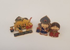 Visit Korea Year 1994 Collectible Souvenir Lapel Hat Pin Lot of 2 Travel... - $19.60