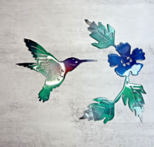 Hummingbird with Floral Branch with Blue Flower - $49.87