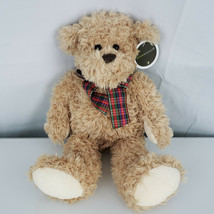 ANIMAL ADVENTURE 20&quot; BROWN BEIGE TAN TEDDY BEAR PLUSH PLAID BOW 2006 STU... - £62.21 GBP