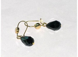 Vintage Black Tear Drop Pierced Earrings - £17.52 GBP