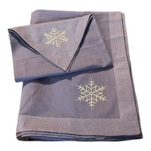 Large Winter Decor Silver Embroidered Snowflake Table Runner Table Cloth... - $56.09