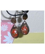 Confetti Earrings Tear Drop Cabochon Bezel Set - €34,43 EUR