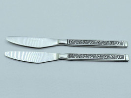 Vintage Stainless Steel Place Knives Scroll Vine Pattern set of two VGUC... - $8.00
