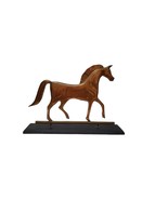 Pier One Copper Horse Stallion Statue  on Wood Base Home Decor 12.5 x 18&quot; - £29.52 GBP