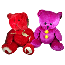 Bear Plush Set of 2 Red and Bright Pink Sugar Loaf NWT 12 in Tall - £7.50 GBP