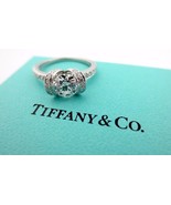 Tiffany &amp; Co Platinum Round Diamond Ribbon Halo Engagement Ring D VS1 1.... - £6,594.68 GBP