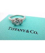 Tiffany &amp; Co Platinum Round Diamond Ribbon Halo Engagement Ring D VS1 1.... - $11,319.14 CAD
