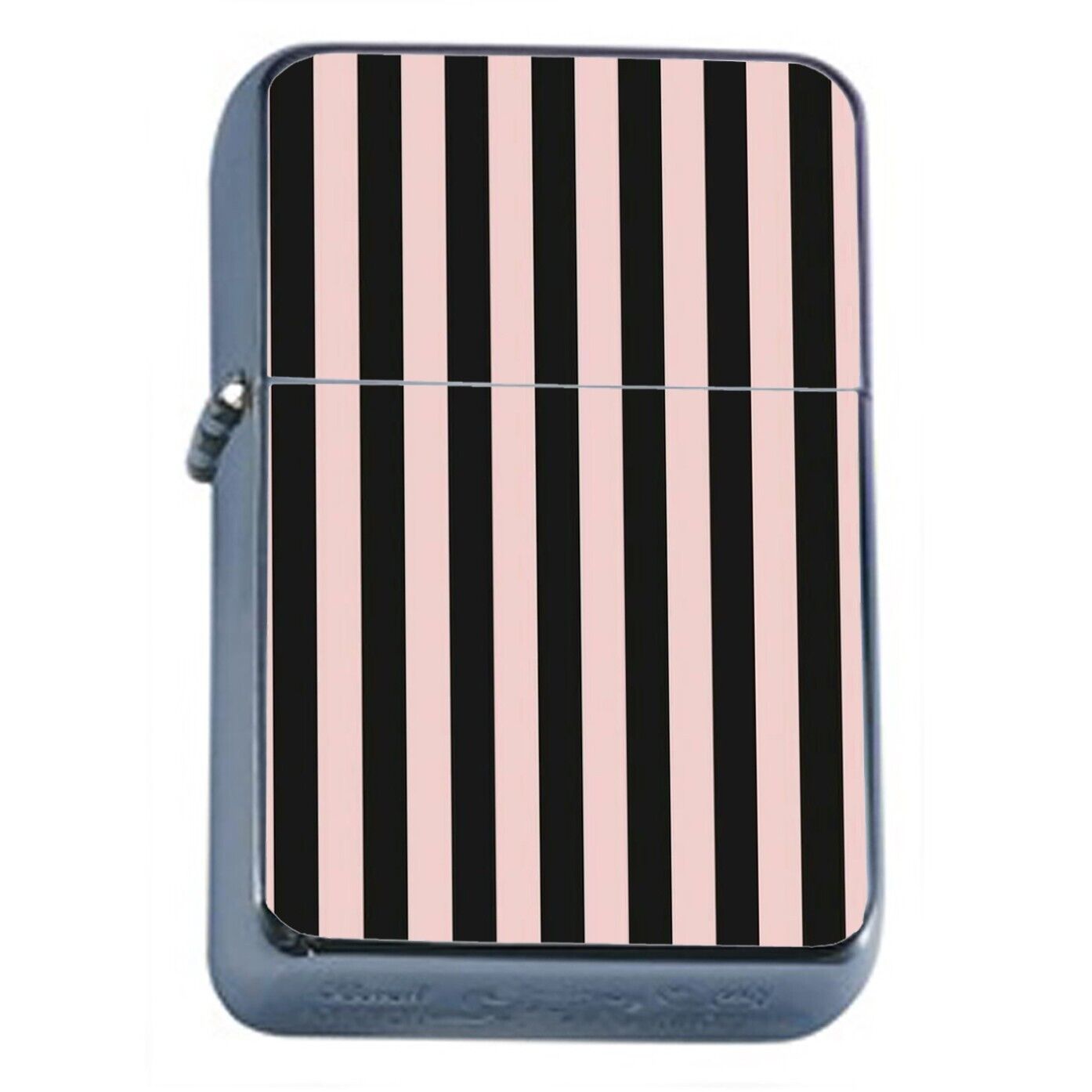 Black and Pink Striped Girly Glam y2k Design Flip Top Oil Lighter Wind Resistant