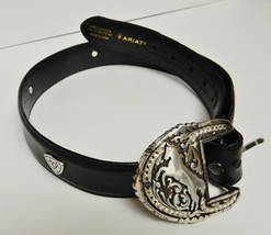 Ariat Logo Belt Original Masters Limited Edition Buckle w Stones &#39;09 Black 28/70 - £35.81 GBP