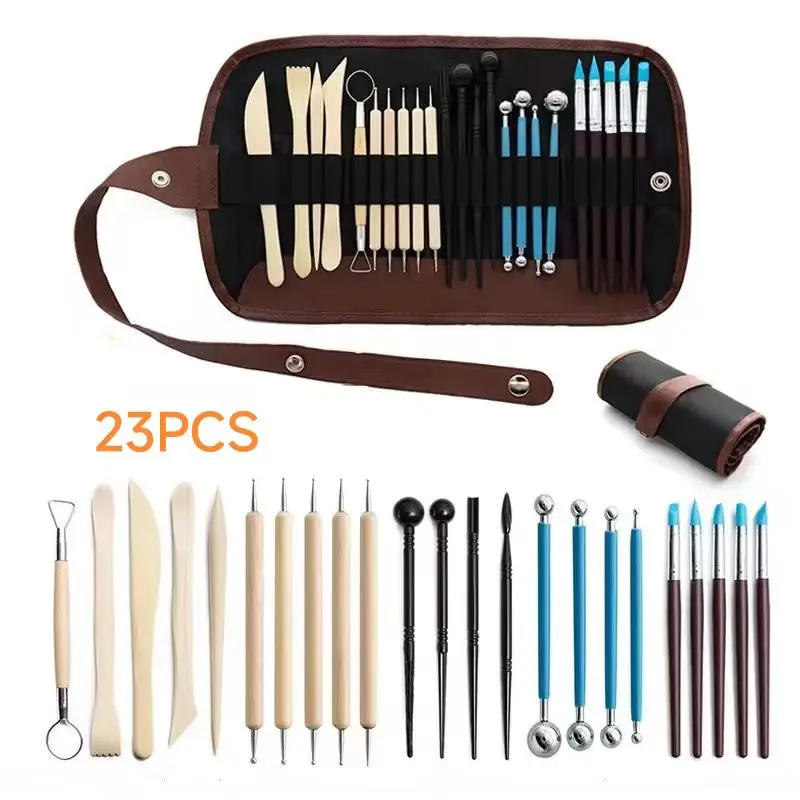 23PCS Art DIY Clay Tool cold potcelain polymer Clays molds 23pcs and bag - $19.48