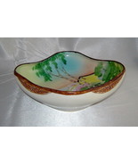 Vintage NIPPON Hand Painted Squared Candy Bowl Dish w/ Garden Landscape ... - $11.66