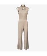 Stretch Flare Leg Jumpsuit Hippie Disco Boho Gray Front Zip D&amp;M Womens S... - $20.90