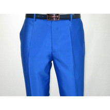 Mens Tuxedo Formal Suit ROYAL DIAMOND Slim Fit 3Pc Vested shiny Satin SL83 Blue image 3