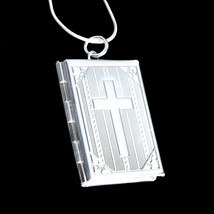 Bible Photo Locket Pendant Necklace Sterling Silver - $15.14