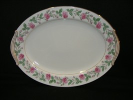 Vintage Noritake China Large Oval Platter Roselle Pattern Pink Roses Gre... - $669.26 MXN