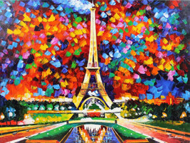 Framed canvas art print giclée Paris I love Eiffel Tower France vivid colorful - £13.98 GBP+
