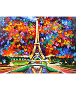 Framed canvas art print giclée Paris I love Eiffel Tower France vivid co... - $24.37 CAD+
