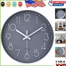 Elegant 16&quot; Gray Dial Wall Clock with Silent Quartz Movement for Modern ... - $1,107.60 MXN