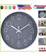 Elegant 16&quot; Gray Dial Wall Clock with Silent Quartz Movement for Modern ... - $83.91 CAD