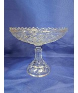 Vintage Used Clear Glass Pedestal Style Geometric Pattern Candy Dish Ser... - £33.00 GBP