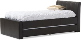 Black Twin-Size Faux Leather Trundle Bed By Baxton Studio Cosmo. - £398.30 GBP