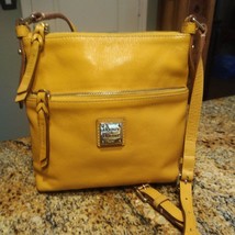 Dooney &amp; Bourke Women&#39;s Pebbled Leather Zip Crossbody Bag Mustard Yellow 7&quot; - $78.21