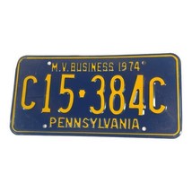 Pennsylvania 1974 M. V. Business License Plate Tag Number C15-384C Penna Ford VT - £14.08 GBP