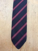 Vintage 60s 100% Italian Silk Stripe Skinny 2.25&quot; Wide School Boy Mod Dress Tie - £19.91 GBP