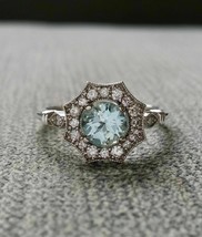 2Ct Blue Simulated Aquamarine Antique Engagement Ring 14K White Gold Plated - £64.28 GBP