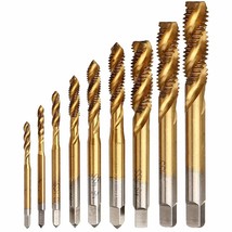 Yakamoz 9Pcs Machine Screw Tap Set Titanium Spiral Flute Drill Taps Metric M2 - £24.00 GBP