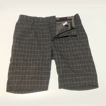 Banana Republic Men Size 32 Shorts Linen Polyester Elastane Gray Plaid P... - $19.35