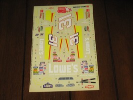 1/24 Revell Vintage NASCAR Waterslide Decals 31 Lowes Mike Skinner RCR Chevy NOS - £12.78 GBP