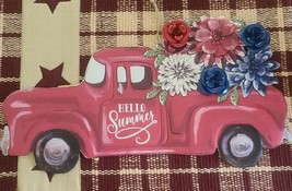 Pioneer Woman Country ~ Metal Art Plaque ~ HELLO SUMMER ~ Vintage Truck Flowers - £17.65 GBP