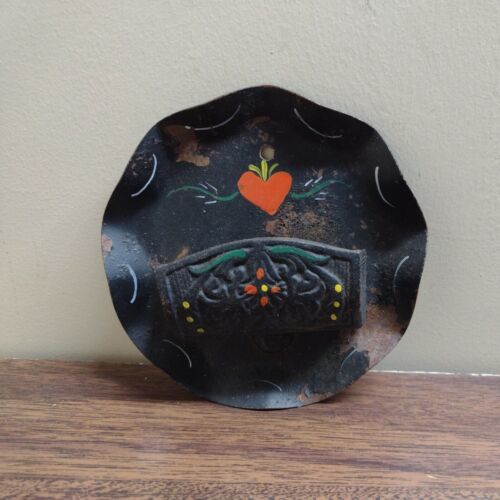 Vintage Painted Tin &amp; Cast Iron Match Box Matchbook Holder Matchbox, Tol... - $13.99
