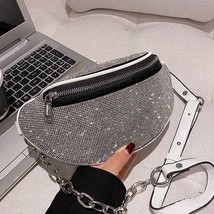 Female Fashion Waist Bag Prem Leather Rhinestones Lady Crossbody Bags  Designer  - £79.38 GBP