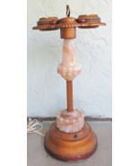 Art Deco Hammered Brass and White Amber Slag Glass Lighted Smoke Stand 2... - $9,697.77 MXN