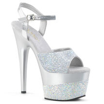 SALE PLEASER ADORE-709-2G Women&#39;s 7&quot; Heel Platform Ankle Strap Glitter S... - €35,21 EUR