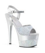 SALE PLEASER ADORE-709-2G Women&#39;s 7&quot; Heel Platform Ankle Strap Glitter S... - $748.85 MXN
