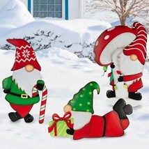 Christmas Garden Gnome Yard Stake Holiday Figure Outdoor Lawn Art Decora... - $25.93+