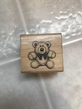 TEDDY BEAR with Neck Bow Rubber Stamp by Hero Arts 1985 - £8.38 GBP