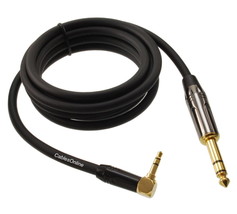 6Ft Premium Right-Angle 3.5Mm Stereo Male To 1/4&quot; Stereo Trs Male Audio Cable - £43.57 GBP