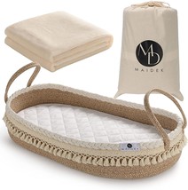 Baby Changing Basket Handmade Woven Cotton Rope Moses Basket  29&quot; x 16x4.7&quot;  NEW - £63.70 GBP